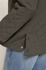 Long Sleeve Lapel Collar Quilted Puffer Jacket