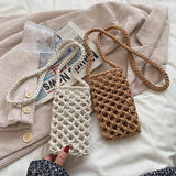Handcrafted Braided Crossbody Bag: BEIGE / One Size