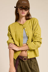 Essential Button Down Cardigan Top: Light Grey / L