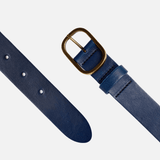 Black Gold Oval Buckle Design Statement Leather Belt Women