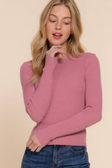 Navy Crew Neck Viscose Rib Sweater