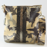 The Stripe Lakeshore - 2 sizes!: Mocha w/Layered Stripe: Rattle-Pewter / 9"x9.5" / Matching Leather Strap