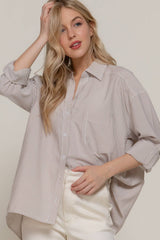 Long Dolman Sleeve Oversized Y/D Stripe Shirt