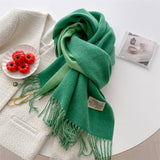 Double Sided Faux Cashmere Scarf-Solid Color Shawl_CWASC0968: Beige / (OS) 2