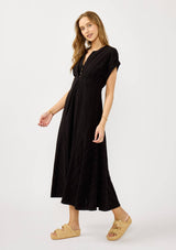 Pleated Panel Button Front Midi