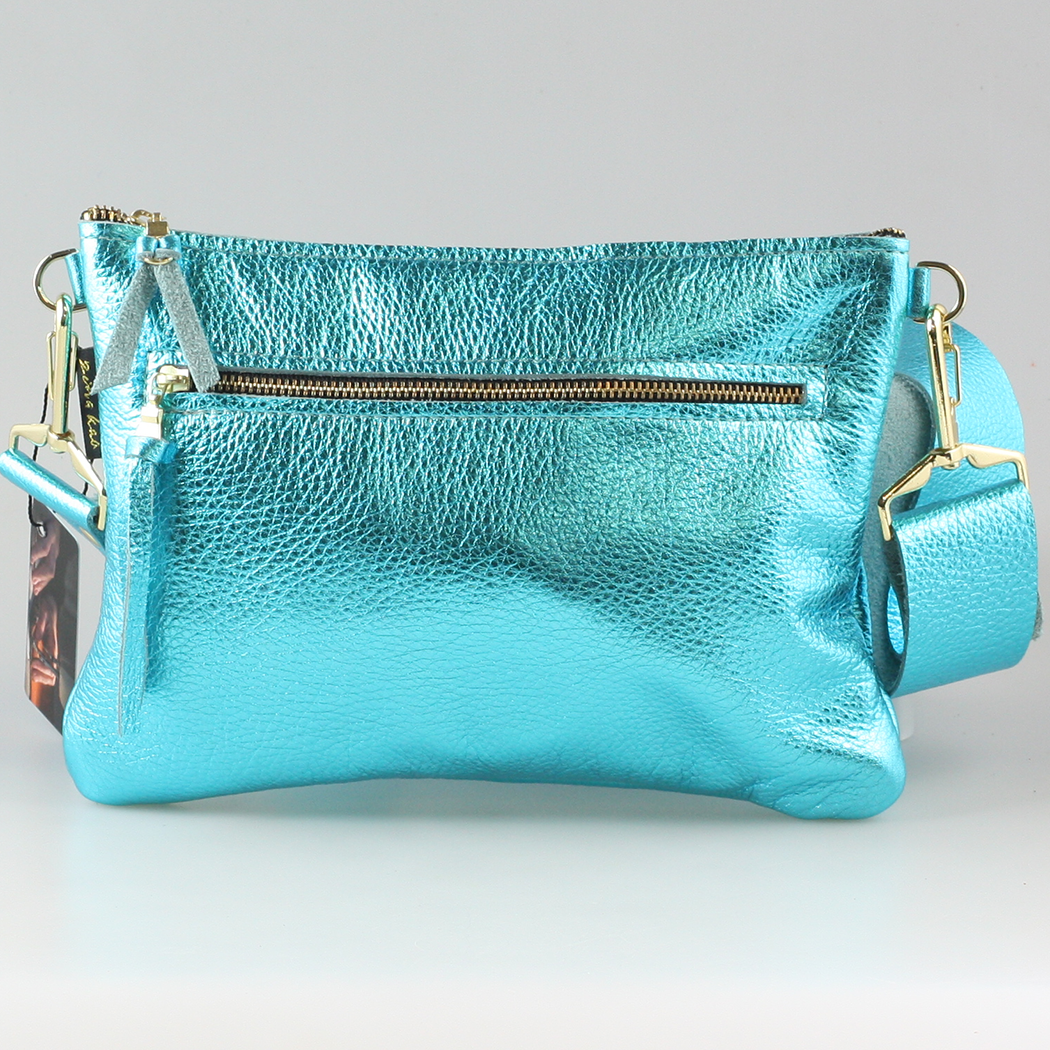 The Metallic Rita Crossbody and Hipbag: Pewter