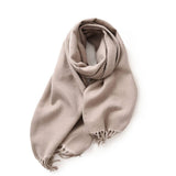 Fashion Scarf - Soft Faux Cashmere with Tassels_CWASC0174: DARKGREEN / (OS) 1