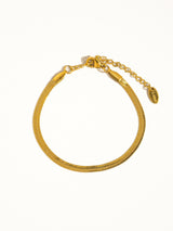 18K Gold Non-Tarnish Flat Snake Chain Necklace & Bracelet: Yellow Gold / Stella Bracelet