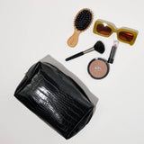 Croc Chic Cosmetic & Travel Organizer Pouch: Chocolate