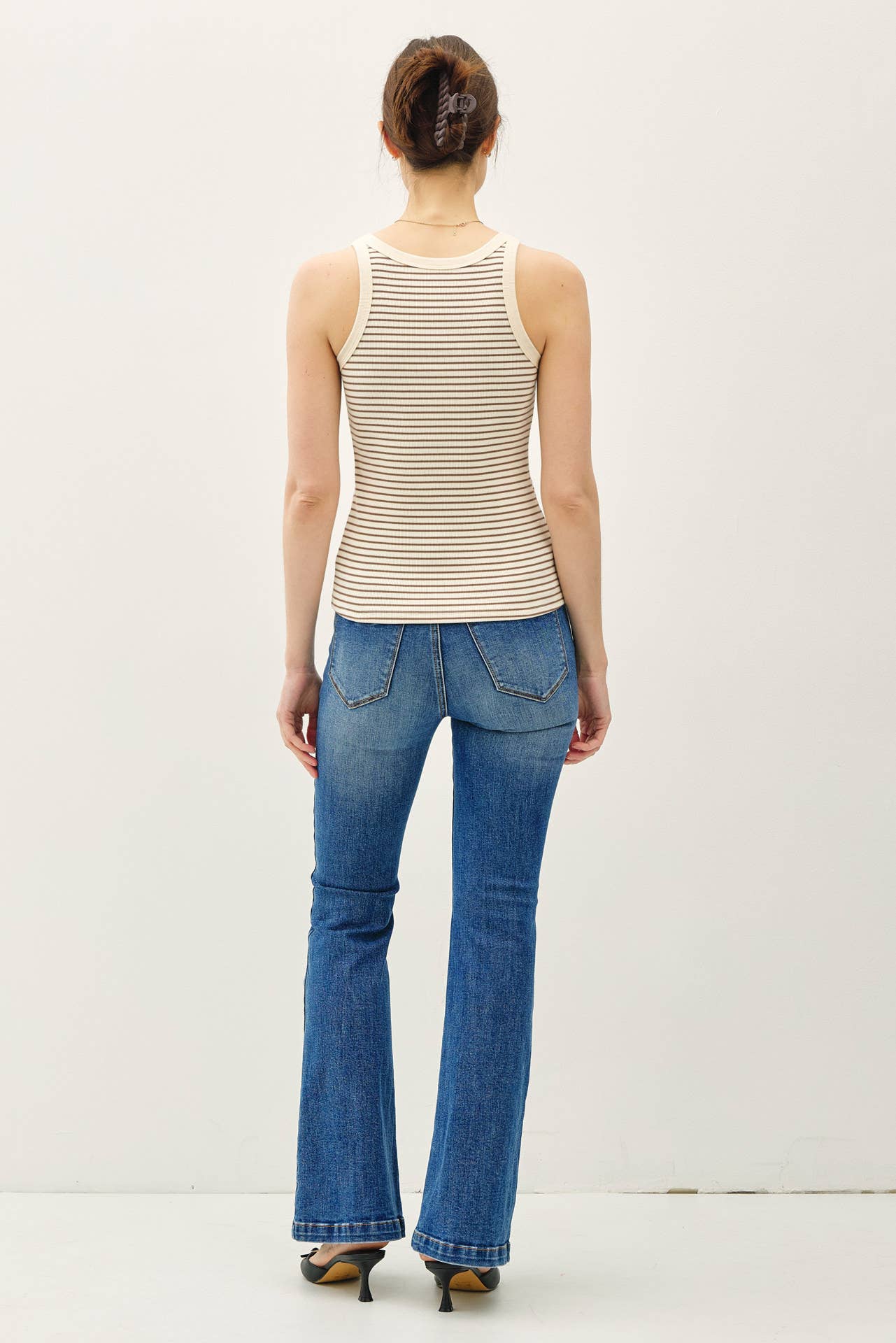 Olive cotton blend Stripeg