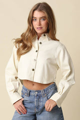 Madge Cropped Shirt: Ecru / S