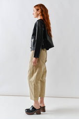 MAJ3284 WHIPSTITCH EDGE FAUX LEATHER JACEKT: BLACK / L