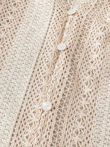 Lace V-Neck Button Down Blouse