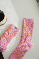 Smiley Local Beach Cozy Socks: Black/Cream Pair