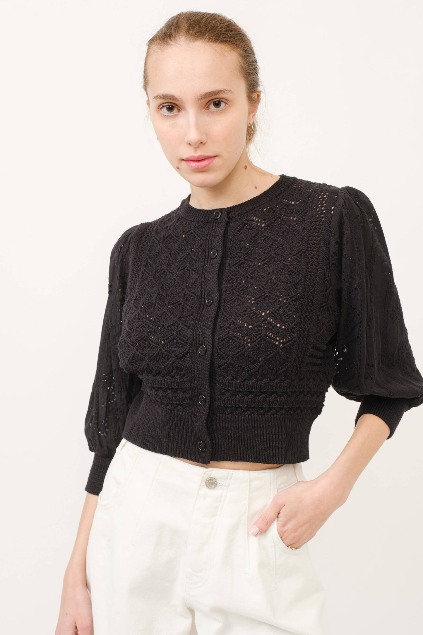 3/4 sleeve cardigan cream