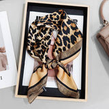 Leopard Print Square Satin Scarf