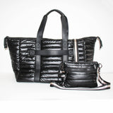 The Cassie Weekender Puffer Duffle Bag Black in 9/15