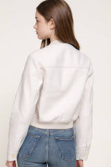 Long Sleeve Crew Neck Felt Jacket with Pocket Flap Detail: BRN-dark brown / L