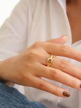 Brooklyn 18K Gold Stack Braided Non-Tarnish Ring: Yellow Gold / 8