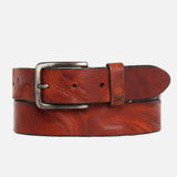 Brown Silver Buckle Classic Casual Rugged Leather Belt