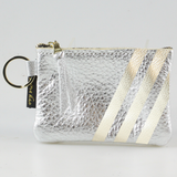 The Kara Wallet: 3 Side Stripes: Platinum w/Gold Stripes / Lobster