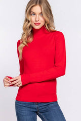 Long Sleeve Turtle Neck Basic Viscose Sweater: