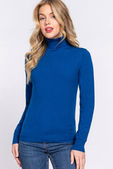 Long Sleeve Turtle Neck Basic Viscose Sweater: