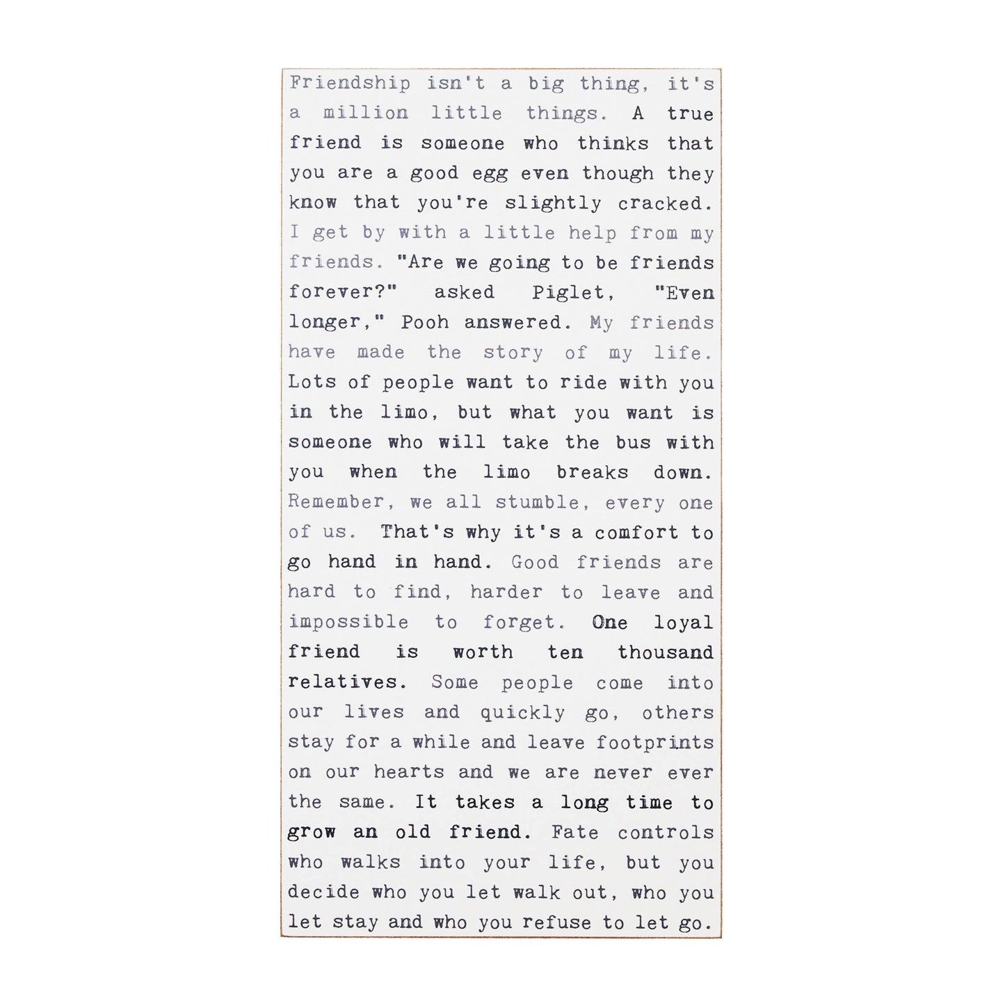 Friendship - Typewriter Sign