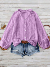 Lace V-Neck Button Down Blouse