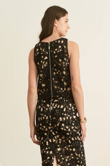 CROCHET CROP SLEEVELESS TOP AND SKIRT SET - HESET0025: Black / L