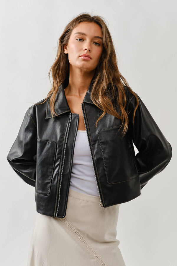 Washed Brown leather jacket