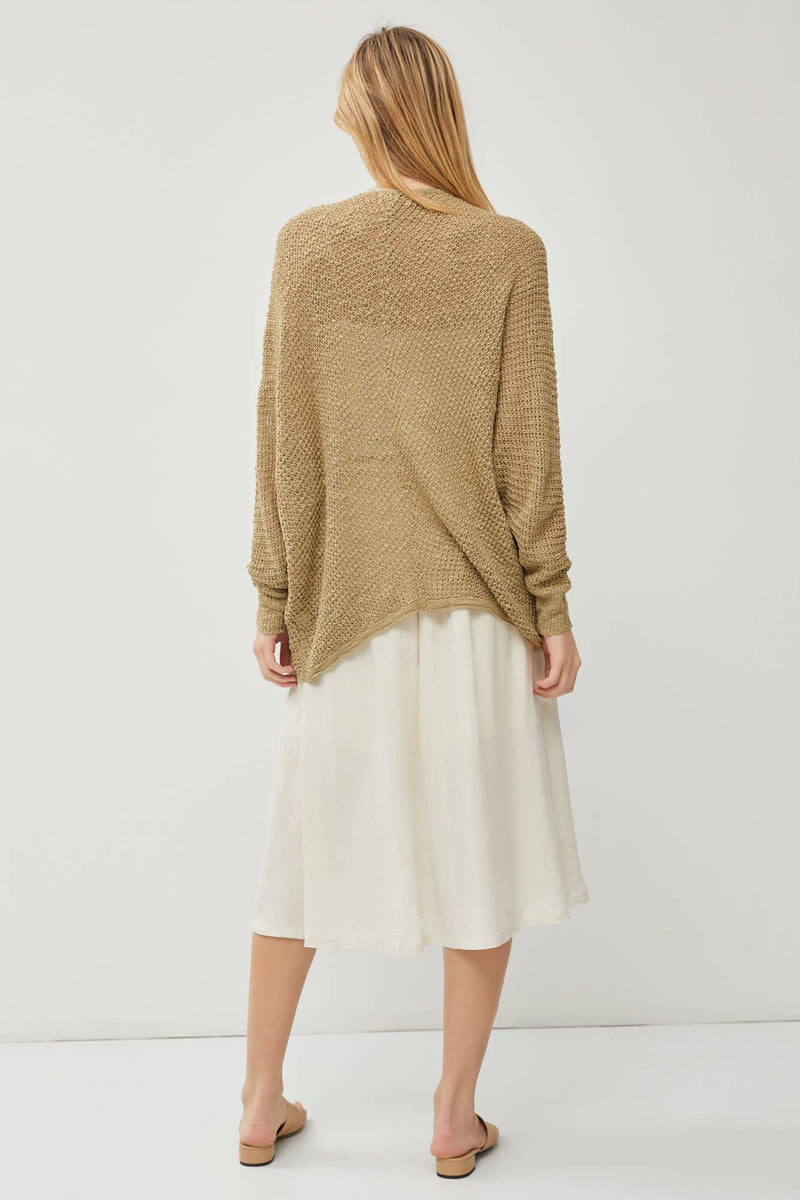 OPEN FRONT  CARDIGAN: Natural / SM