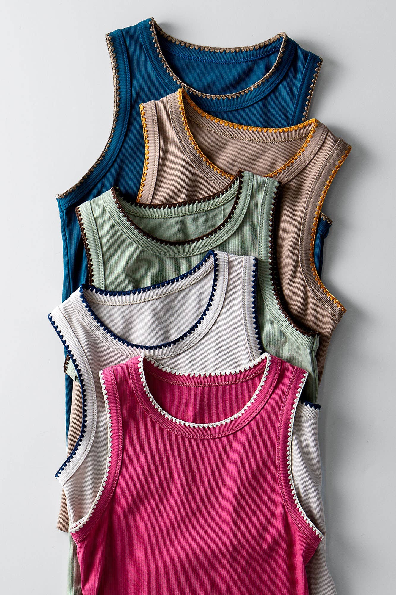 Contrast Trim Ribbed  Tank Top