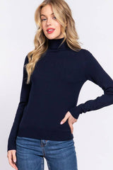 Long Sleeve Turtle Neck Basic Viscose Sweater: