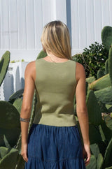 Ivory Ribbed Button Front Vest