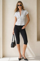 Plaid Button Front Blouse