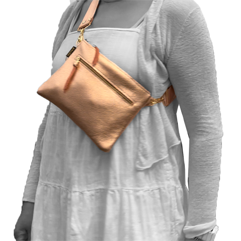 The Metallic Rita Crossbody and Hipbag: Platinum