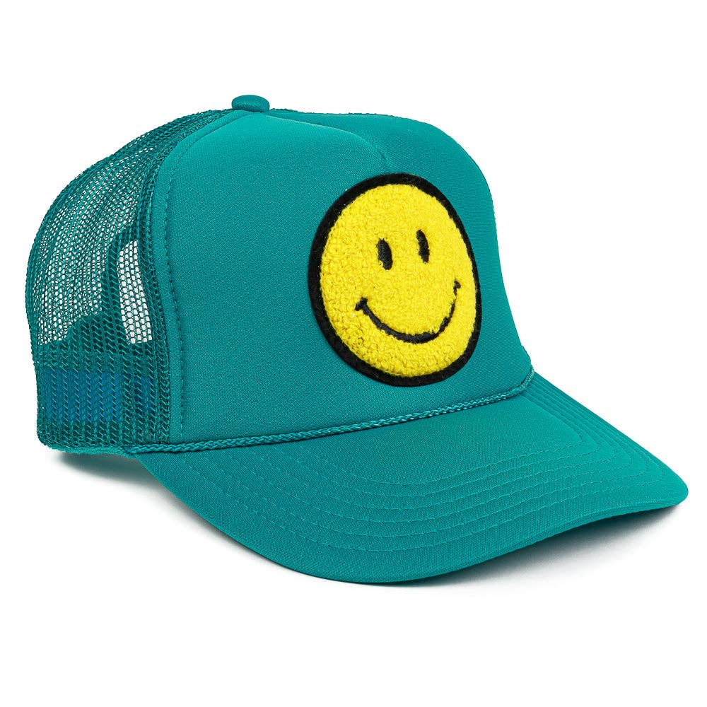 Local Beach Smiley Patch Trucker Hat: Kelly Green