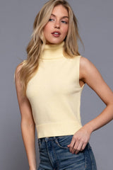 Sleeveless Turtle Neck Sweater Top IVORY