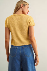T6284   CAP SLEEVE BUTTON FRONT TOP: BEIGE / L