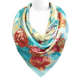Wrapables Silk Satin Floral Neckerchief 35 x 35 Inch Square Scarf: Silhouette