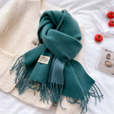 Double Sided Faux Cashmere Scarf-Solid Color Shawl_CWASC0968: Beige / (OS) 2