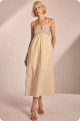 Top Stitch Bustier Linen Midi
