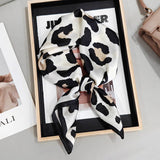 Leopard Print Square Satin Scarf