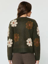 Floral Knit Sweater Cardigan