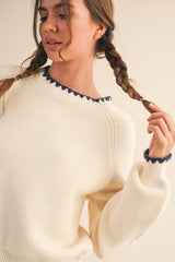 Ivory blanket stitch Sweater