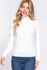 Long Sleeve Turtle Neck Basic Viscose Sweater: