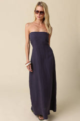 Brown Linen Maxi Dress