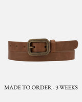 Brown Vintage Skinny Leather Belt