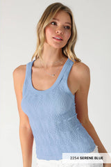 NS8458 - Reversible Lace Textured Tank Top: 2251 Crown Blue